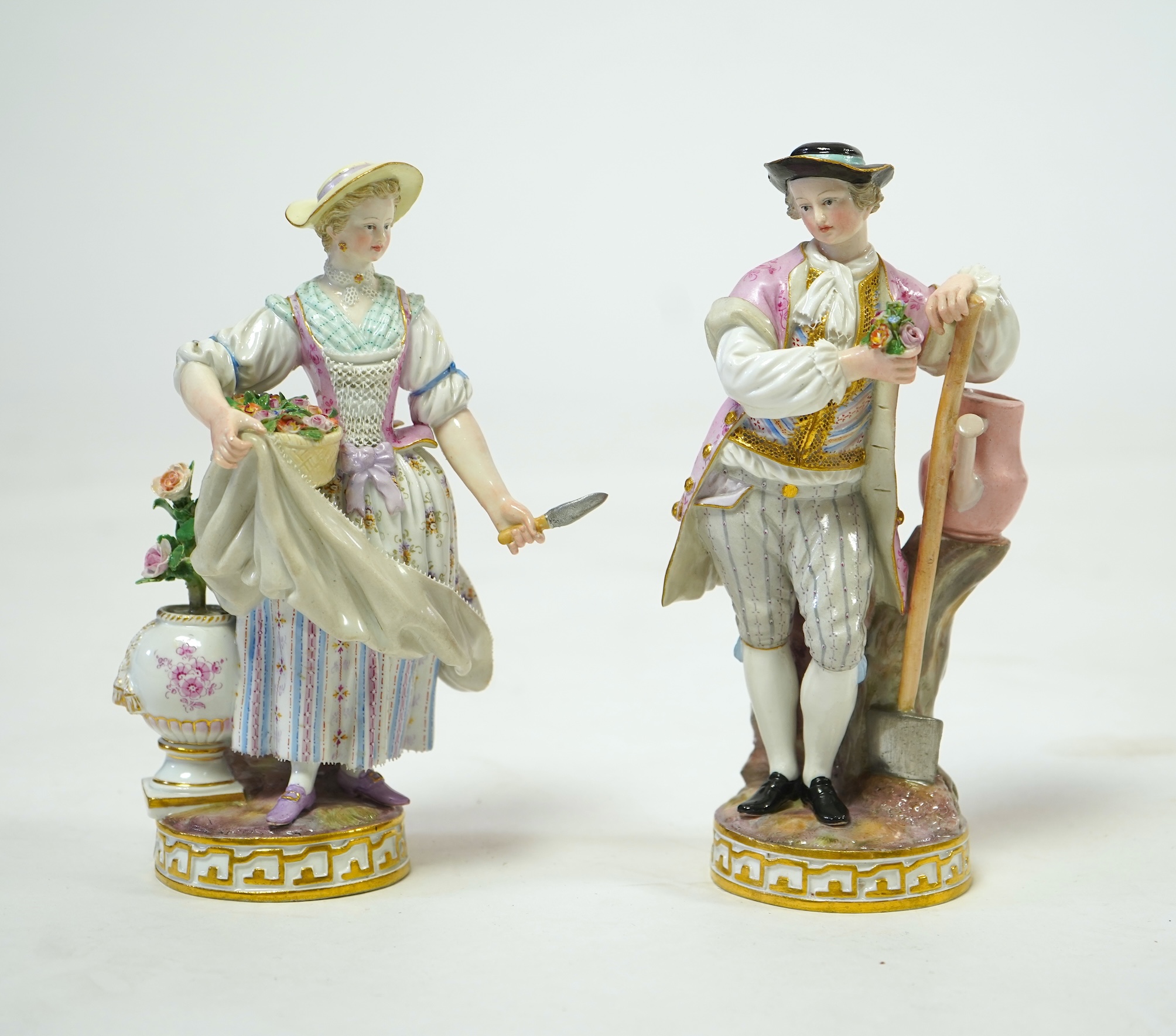 A pair of Meissen porcelain figures of gardeners, late 19th century